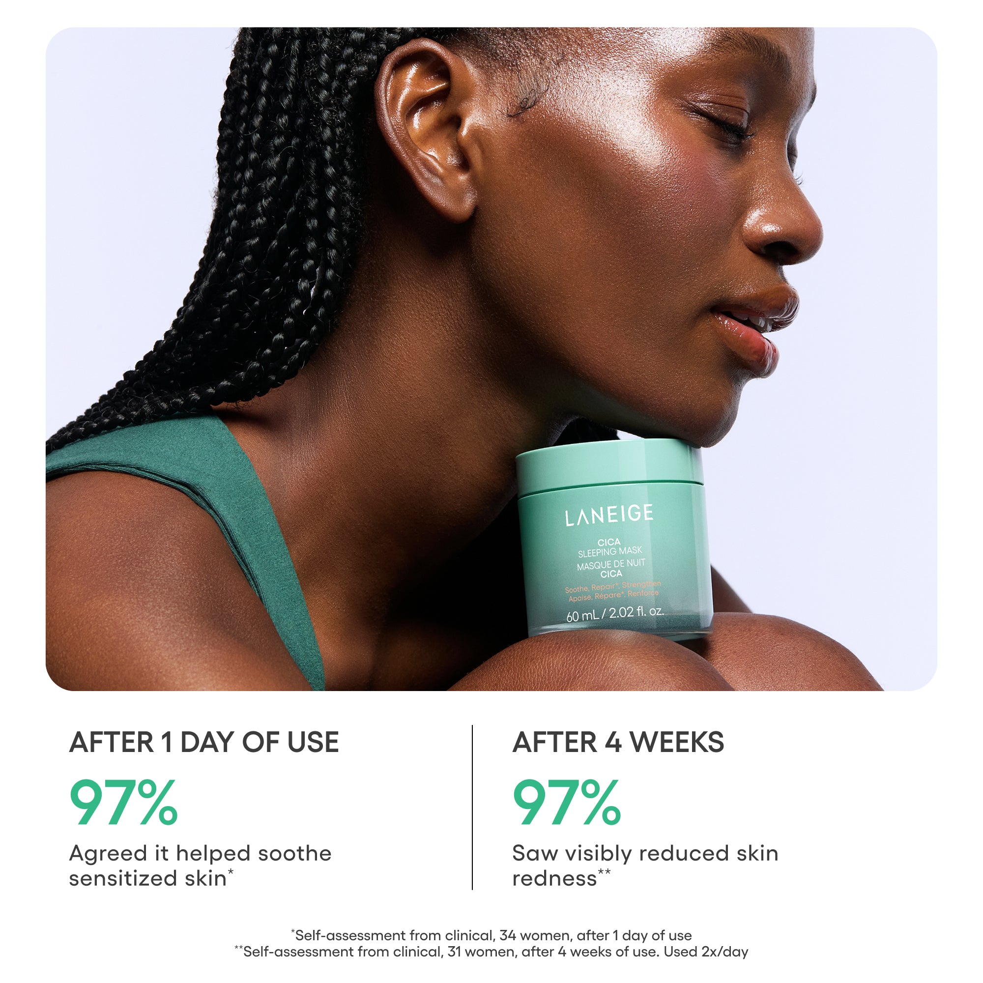 Cica Sleeping Mask with Centella Asiatica for Moisture Barrier Support - Image 4